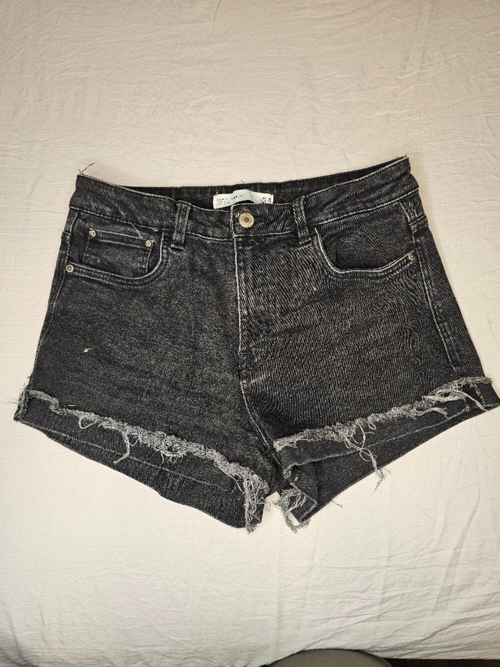 Zara Black Frayed Denim Shorts Size 4